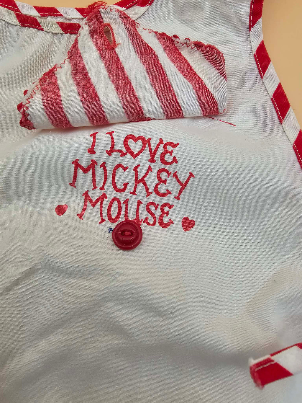 Vintage Walt Disney Productions Mickey Mouse Child Apron PAT. PEND. Heart Flap