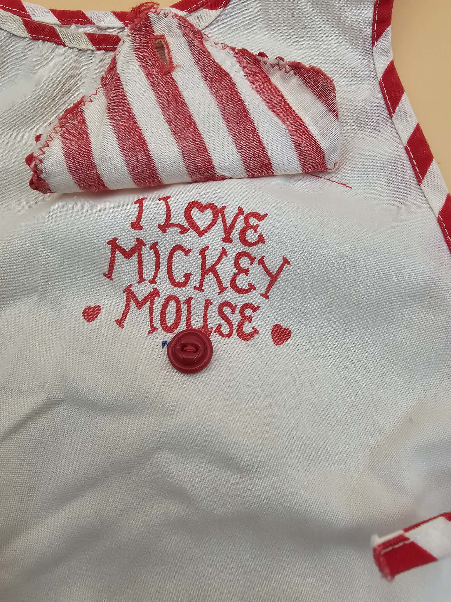 Vintage Walt Disney Productions Mickey Mouse Child Apron PAT. PEND. Heart Flap