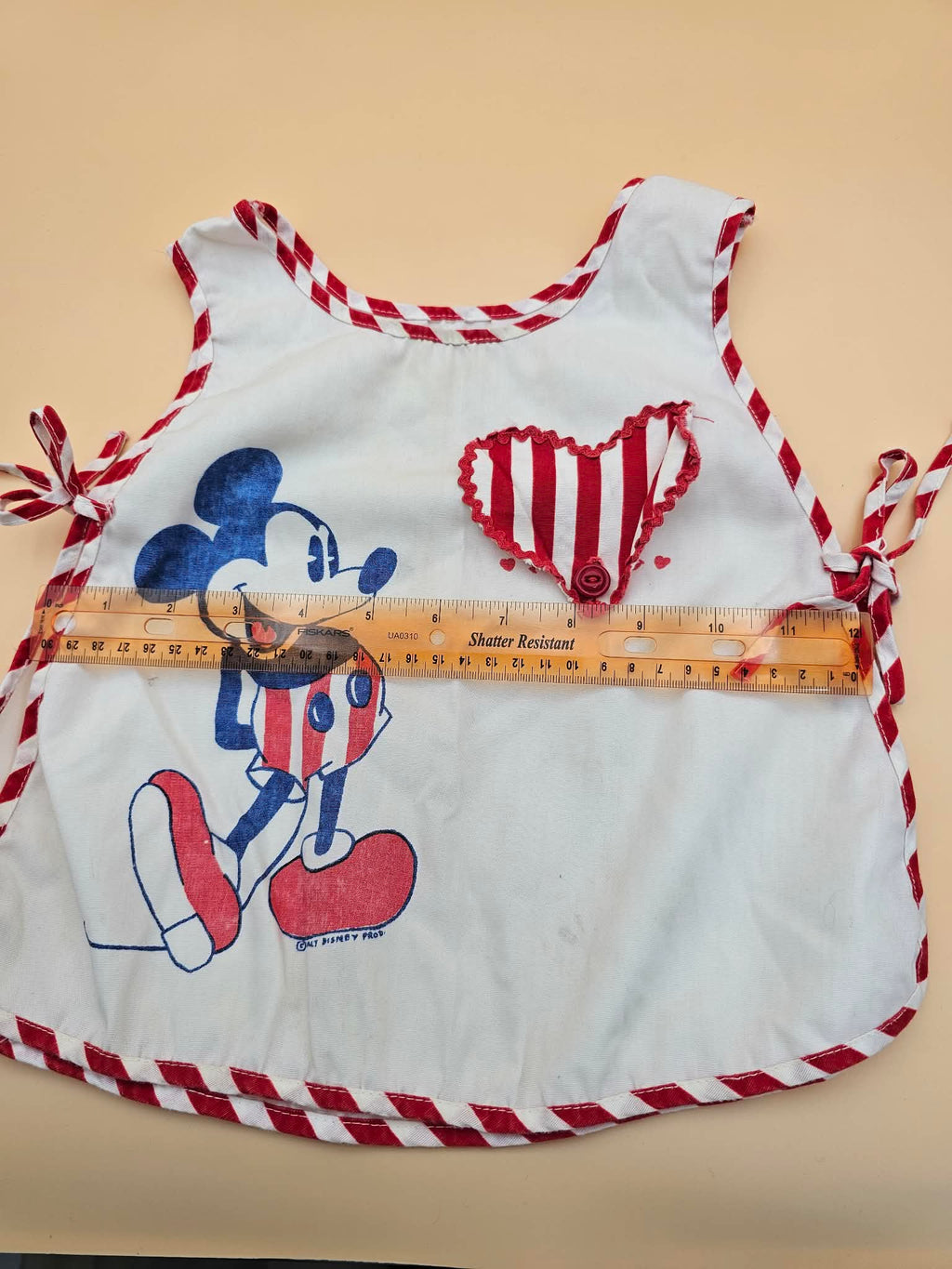 Vintage Walt Disney Productions Mickey Mouse Child Apron PAT. PEND. Heart Flap