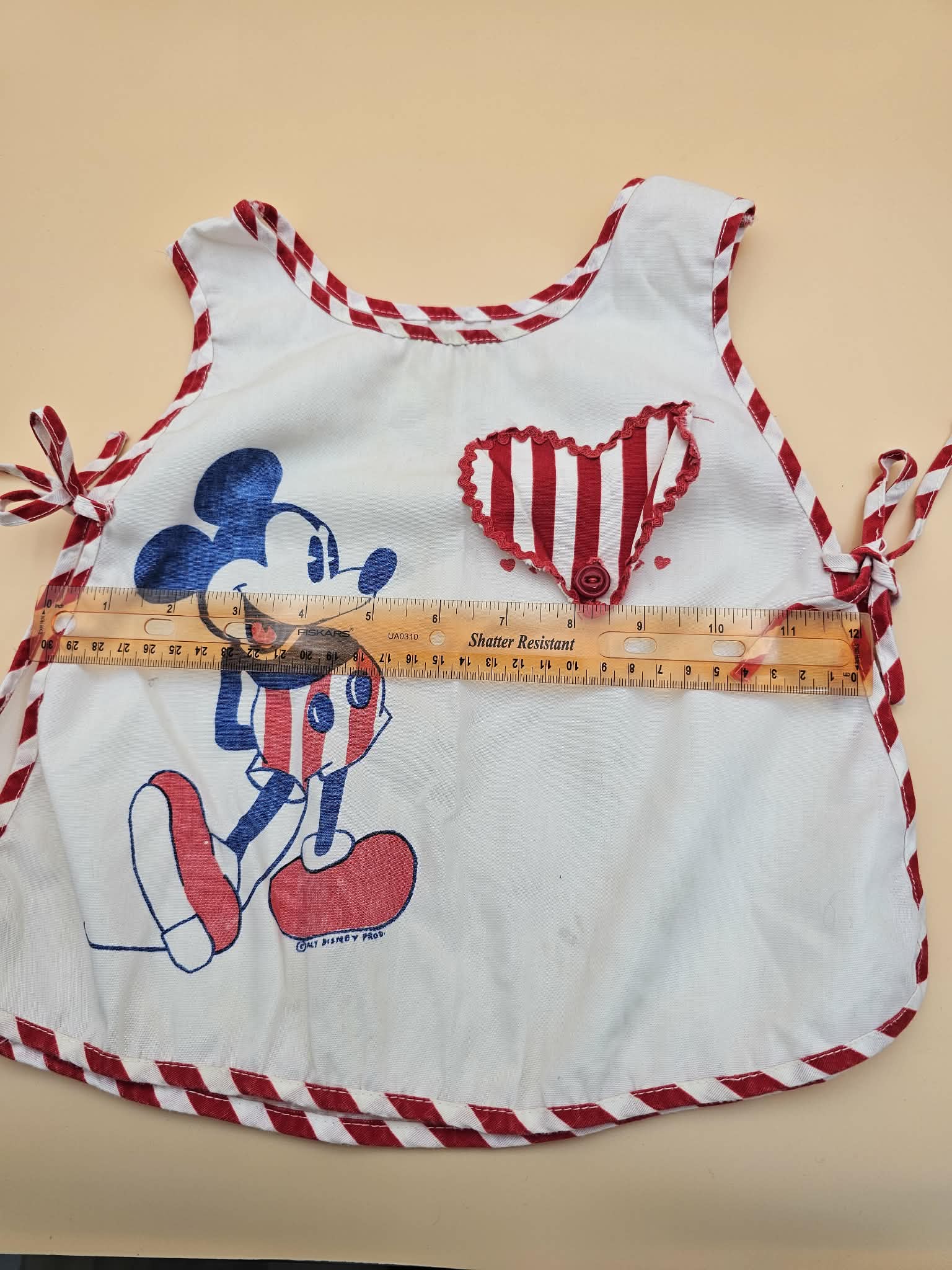Vintage Walt Disney Productions Mickey Mouse Child Apron PAT. PEND. Heart Flap