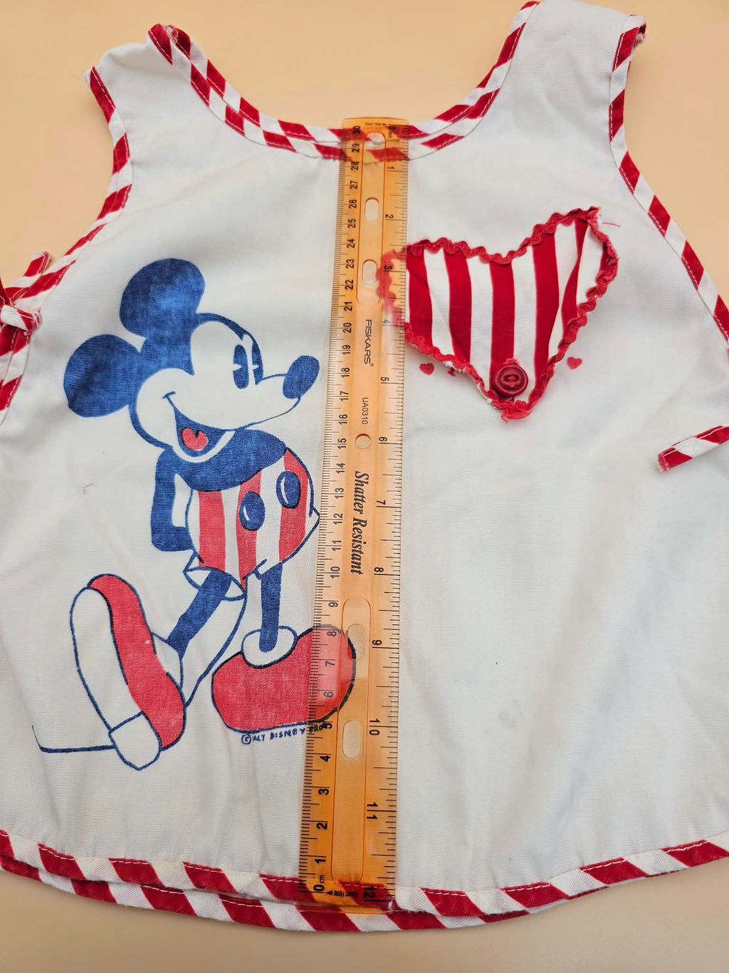 Vintage Walt Disney Productions Mickey Mouse Child Apron PAT. PEND. Heart Flap