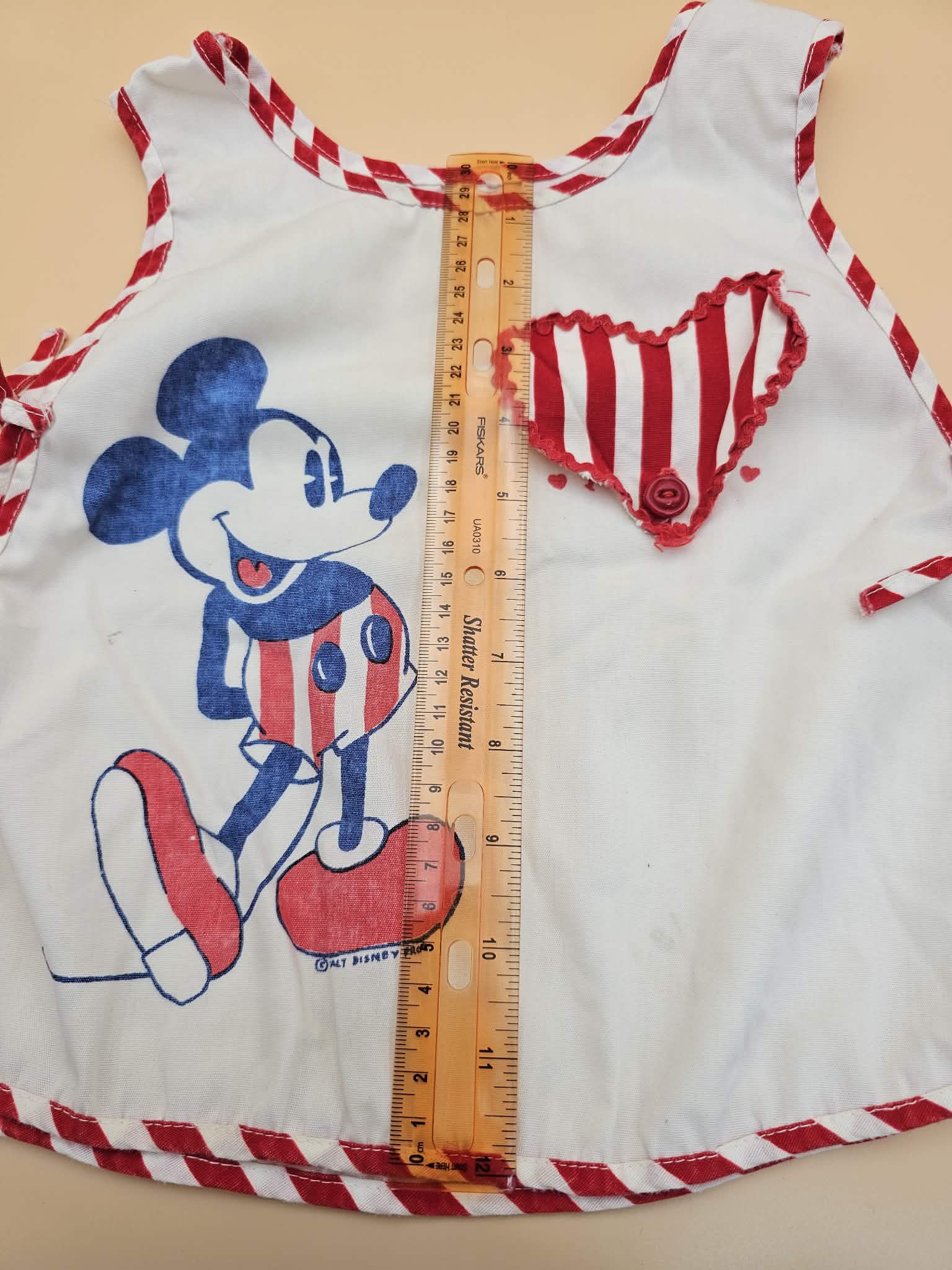 Vintage Walt Disney Productions Mickey Mouse Child Apron PAT. PEND. Heart Flap