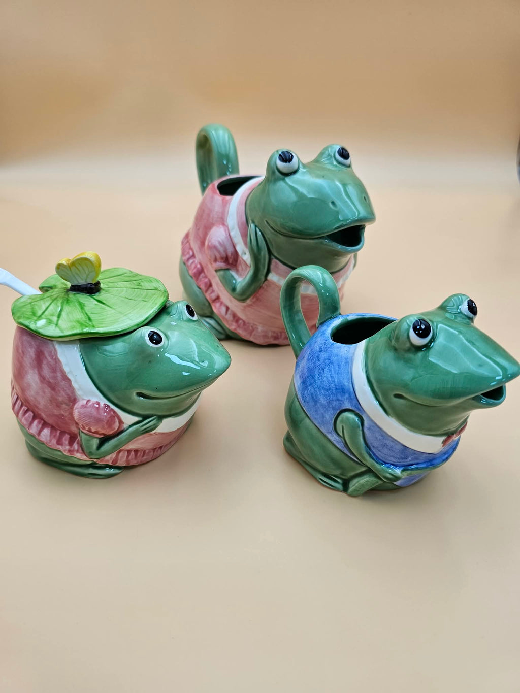 Vintage Otagiri Mary Ann Baker Frog Tea Set – Teapot, Creamer & Sugar Bowl