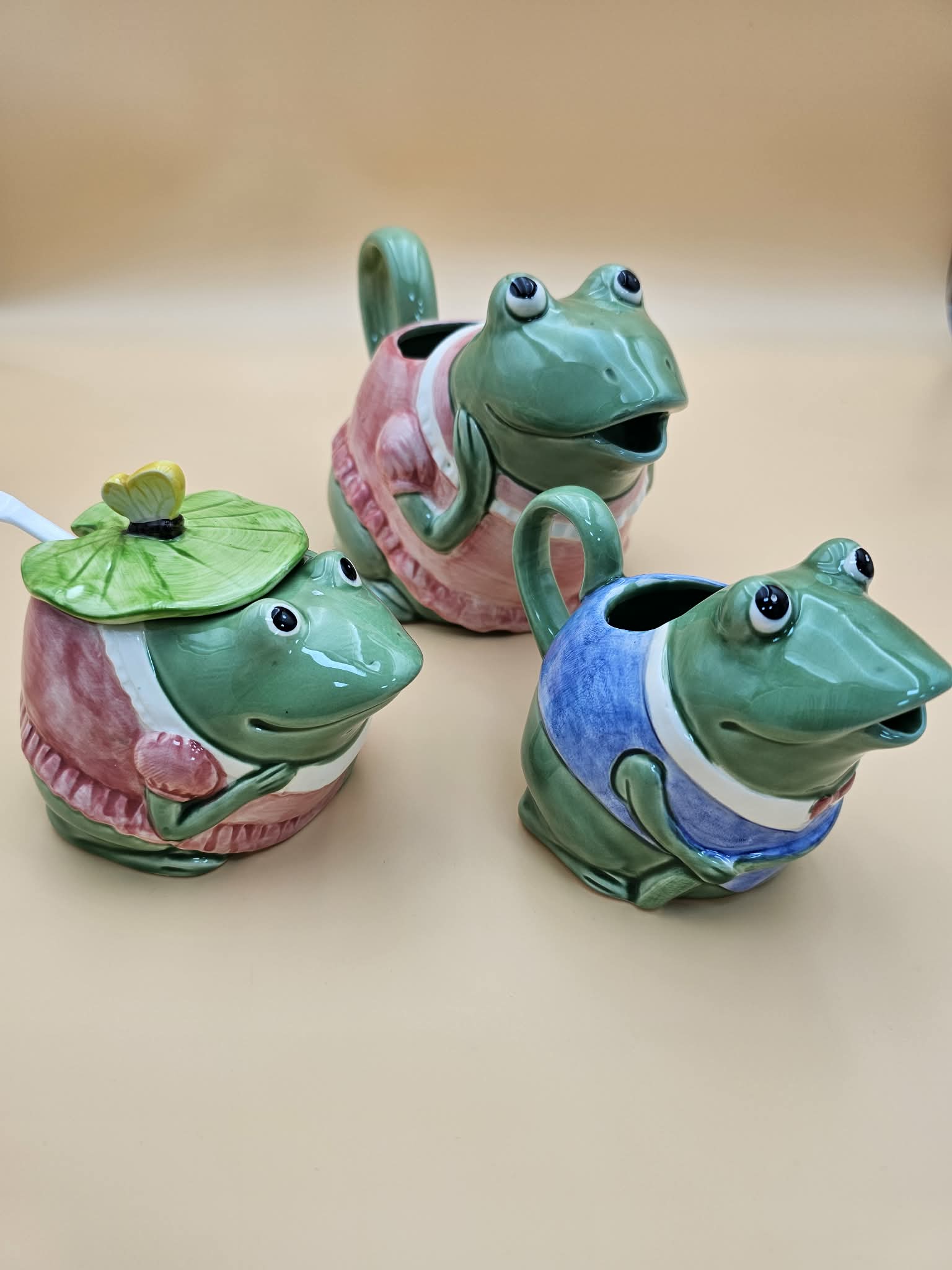 Vintage Otagiri Mary Ann Baker Frog Tea Set – Teapot, Creamer & Sugar Bowl