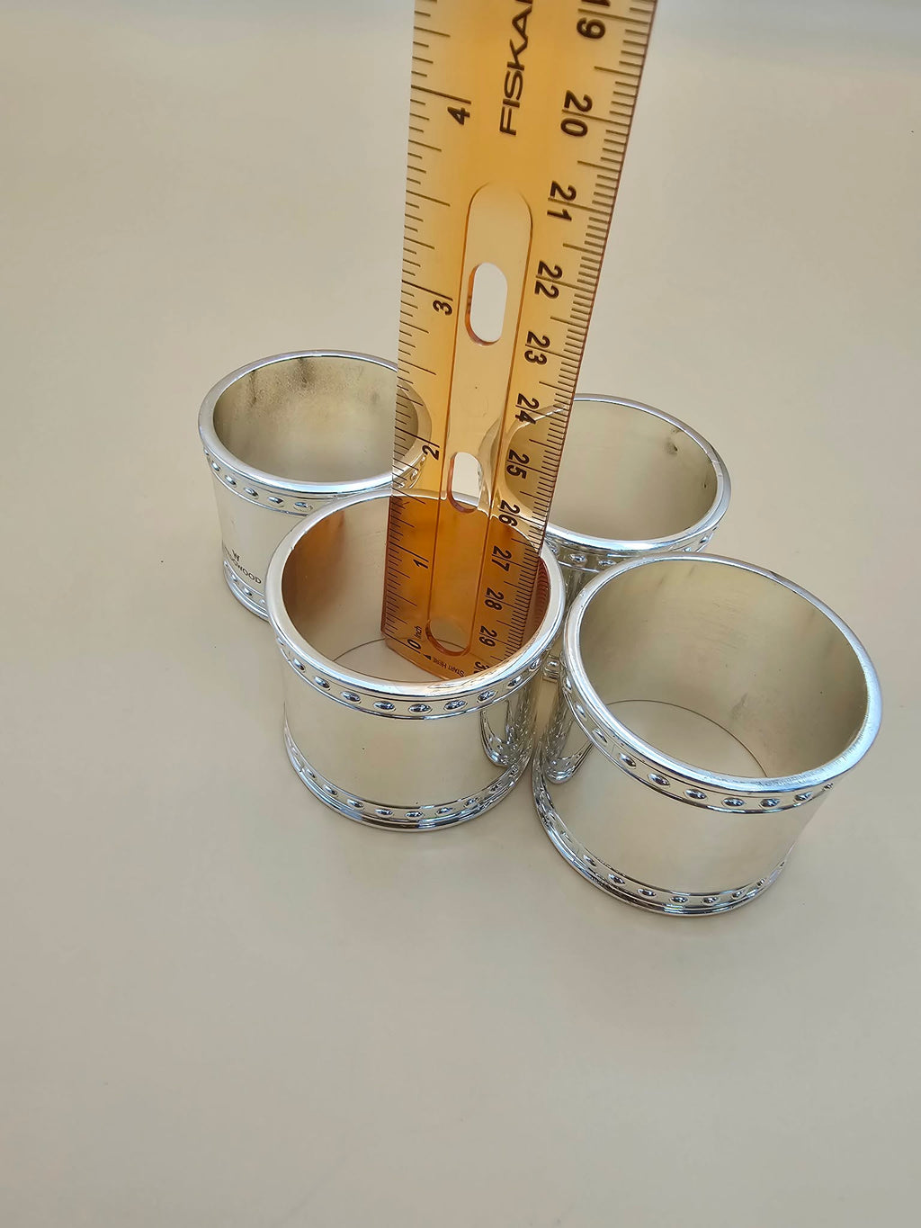 Wedgwood Silver-Tone Beaded Napkin Rings – Set of 4