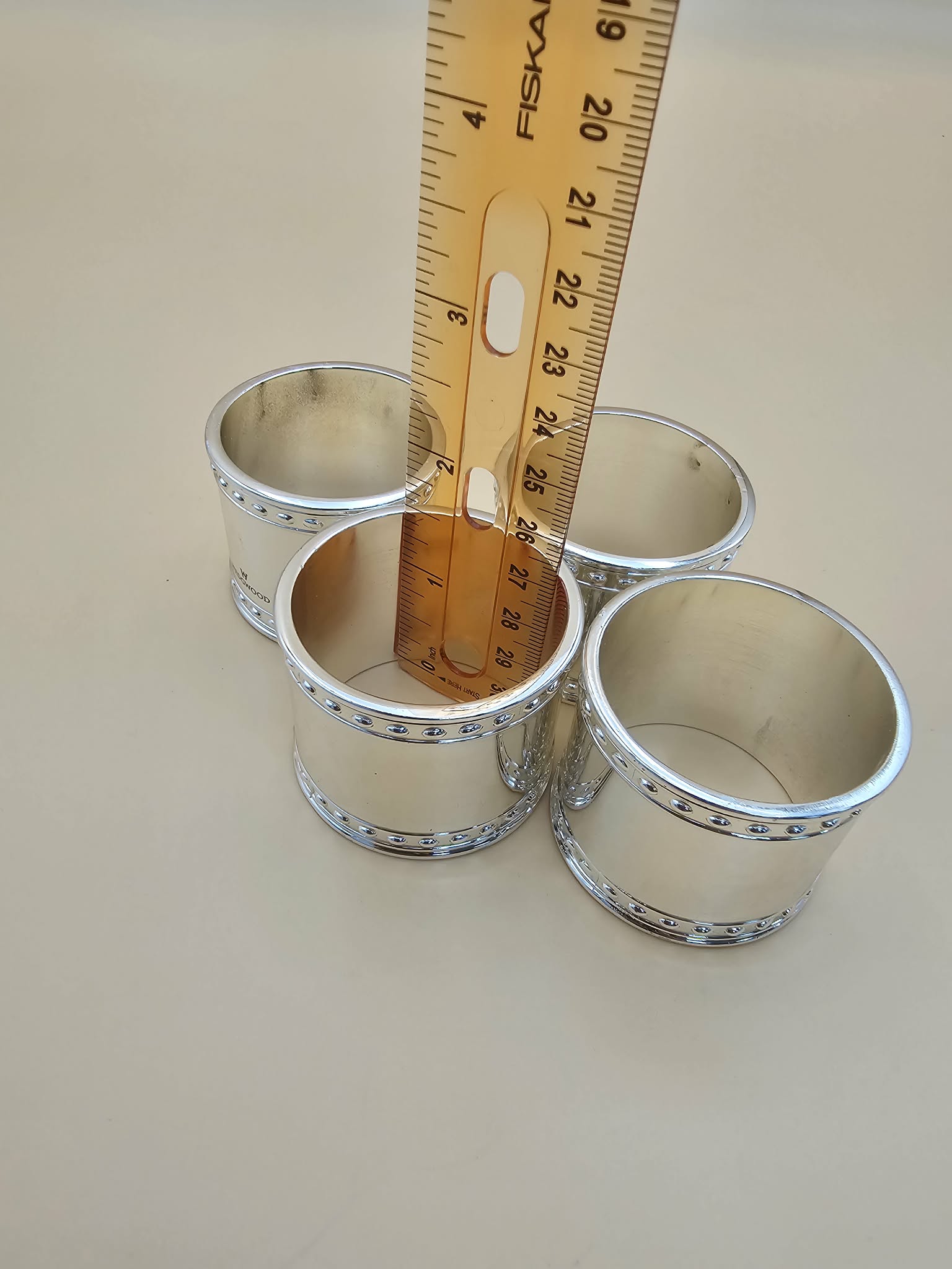 Wedgwood Silver-Tone Beaded Napkin Rings – Set of 4