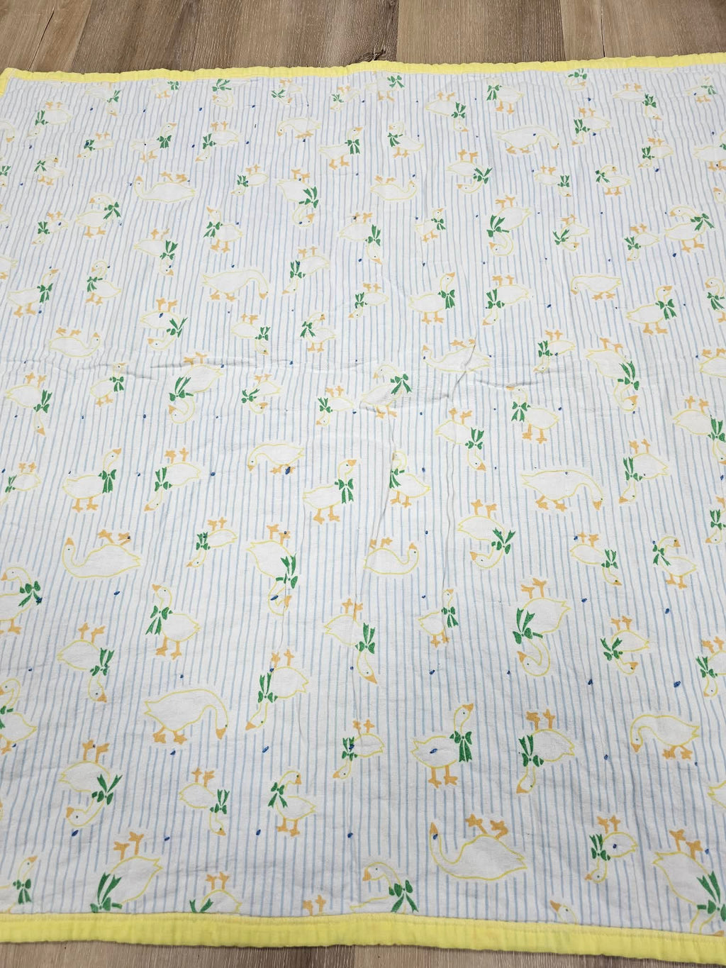 Handmade Blue and Yellow Patchwork Rag Quilt Baby Blanket – 30 x 32 Inch