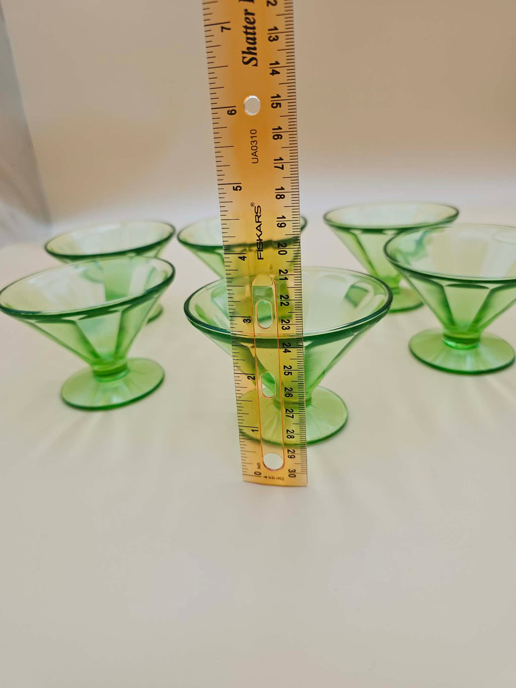1930s Federal Glass Green UV-Reactive Optic Sherbet Dishes – Set of 6