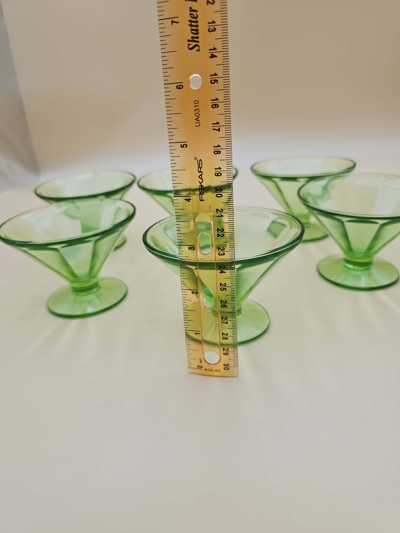 1930s Federal Glass Green UV-Reactive Optic Sherbet Dishes – Set of 6