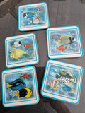 Vintage Pimpernel "Tropical Fish" drink coaster featuring artwork by artist Maria Ryan(set of 5)