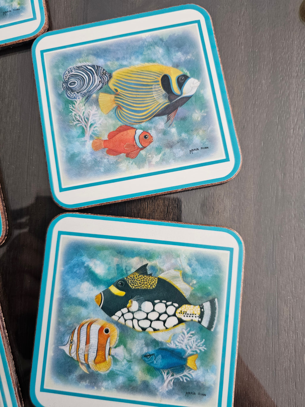 Vintage Pimpernel "Tropical Fish" drink coaster featuring artwork by artist Maria Ryan(set of 5)