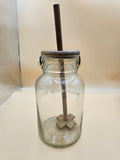 1-gallon glass plunger/dasher style butter churn,