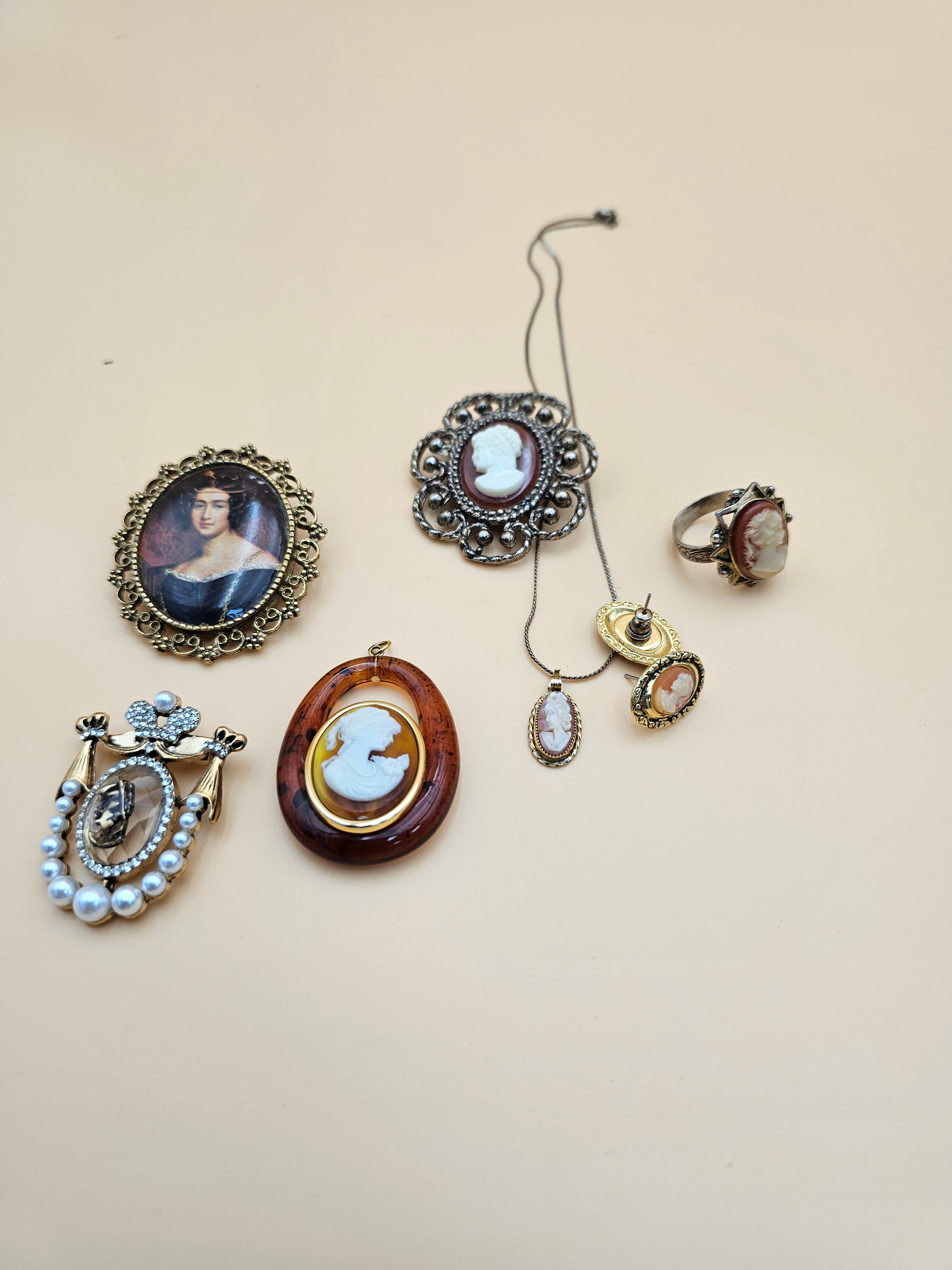 Lots of cameo jewelry