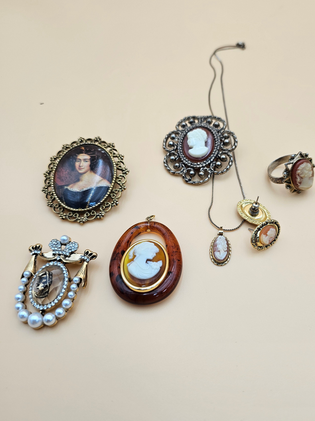 Lots of cameo jewelry