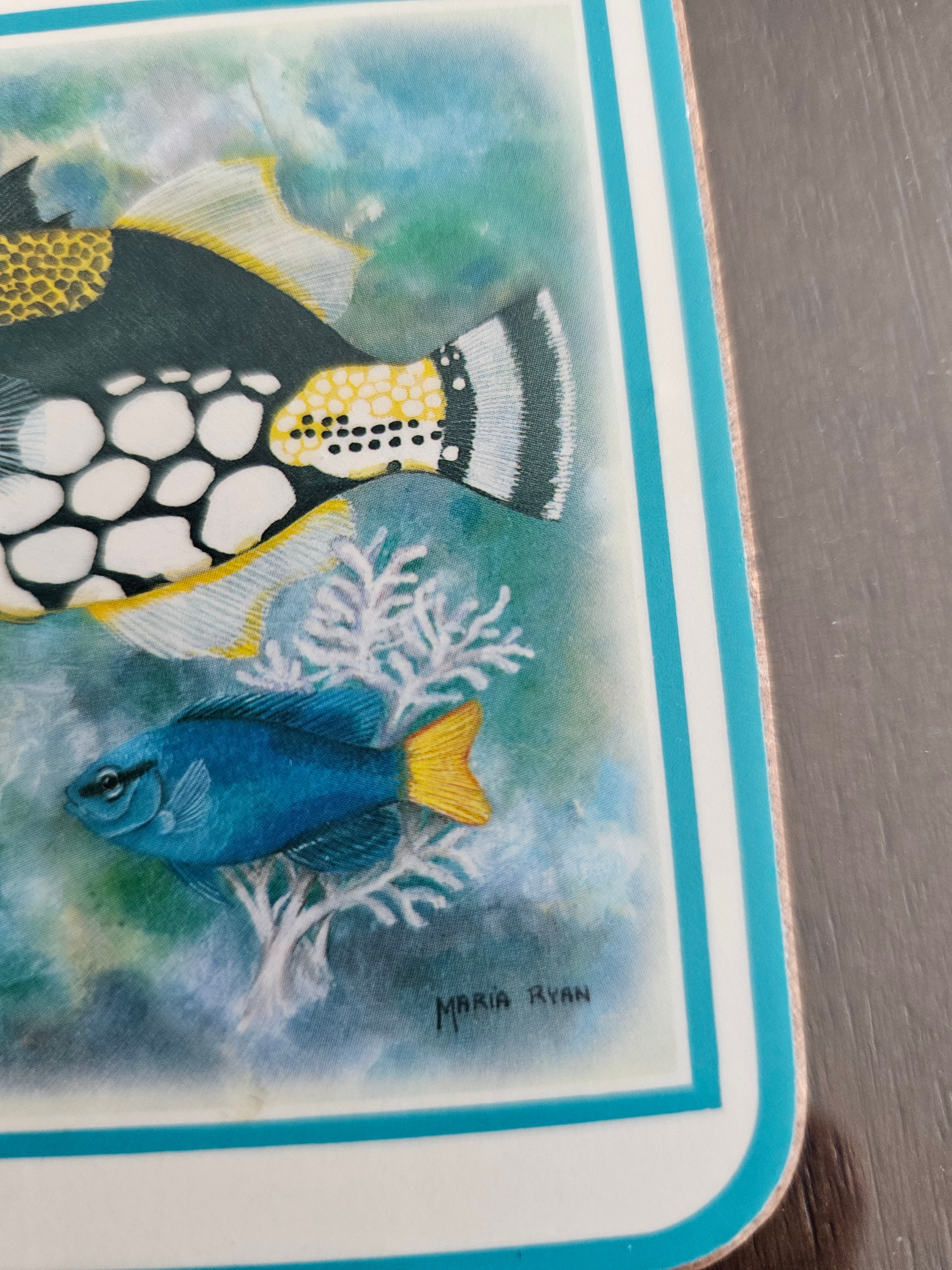 Vintage Pimpernel "Tropical Fish" drink coaster featuring artwork by artist Maria Ryan(set of 5)