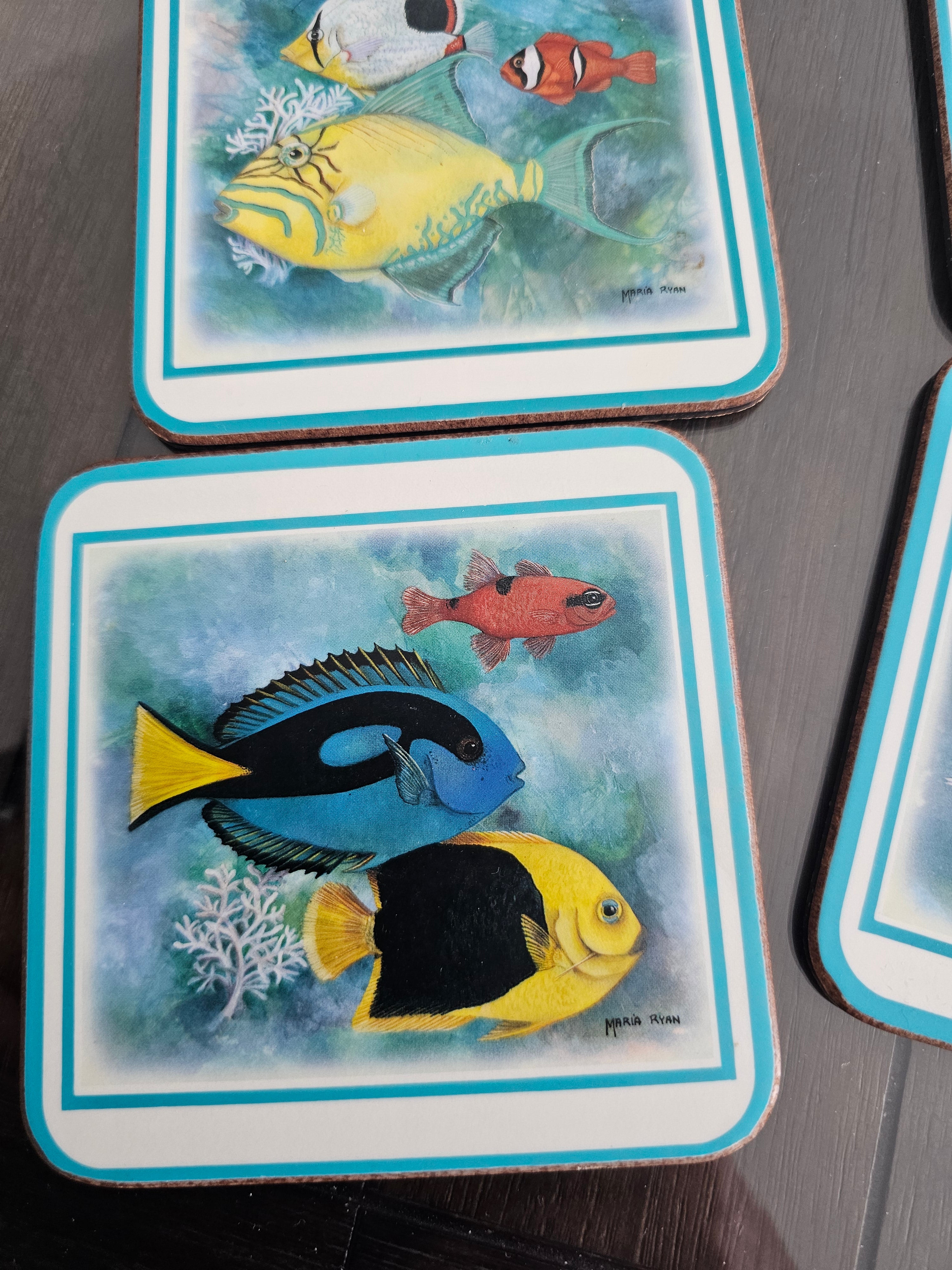 Vintage Pimpernel "Tropical Fish" drink coaster featuring artwork by artist Maria Ryan(set of 5)