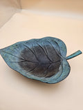 Rustic footed metal leaf decorative dish