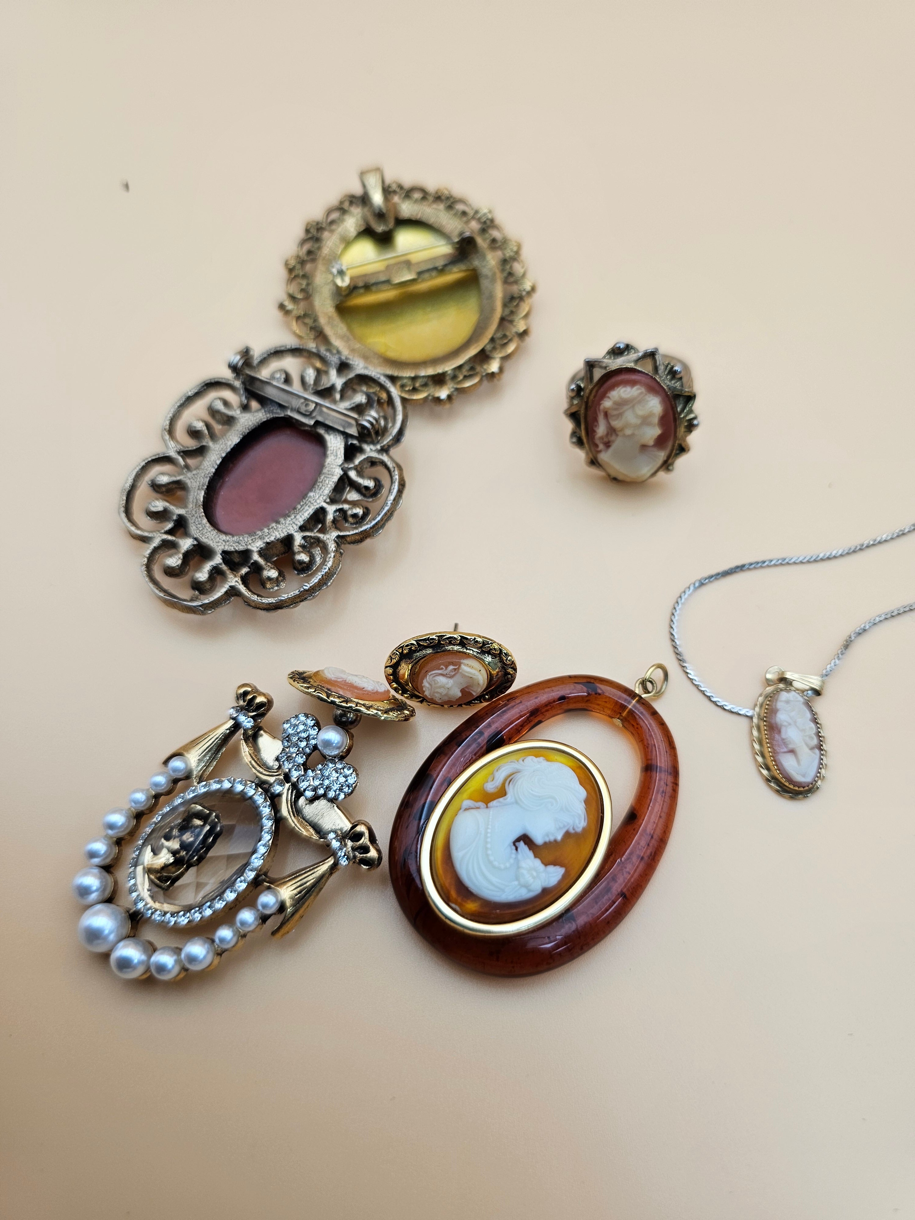 Lots of cameo jewelry