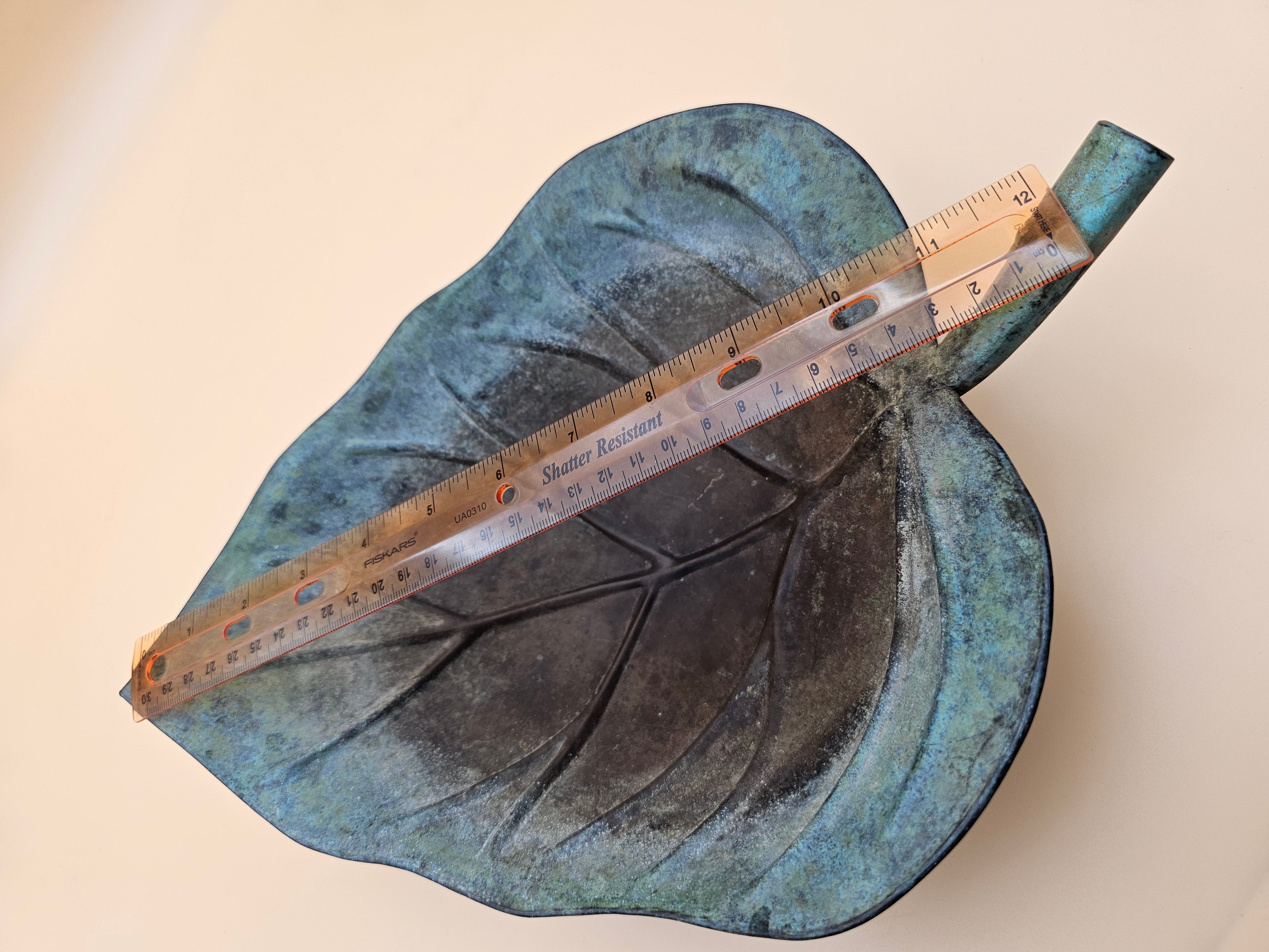 Rustic footed metal leaf decorative dish
