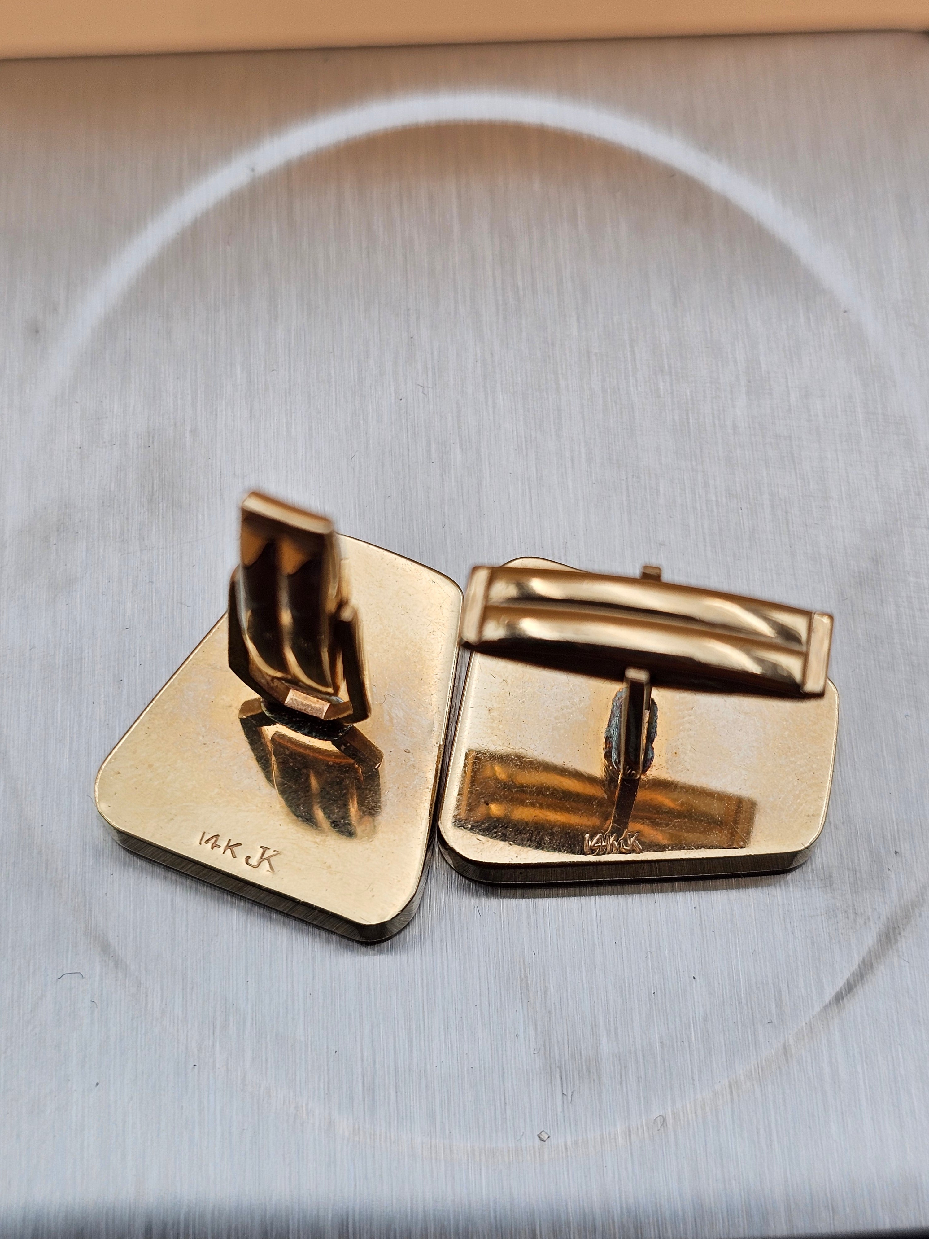 Vintage Jonas Koch 14K Two-Tone Gold Modernist Cufflinks, 13.33g