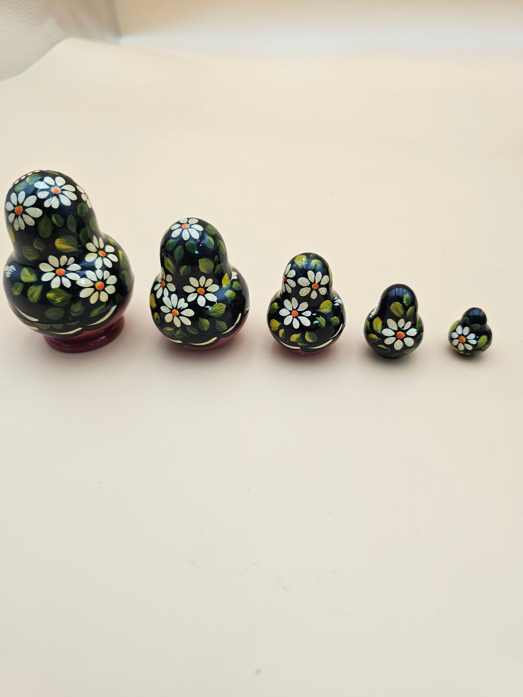 5-piece set of miniature hand-painted Russian matryoshka nesting dolls