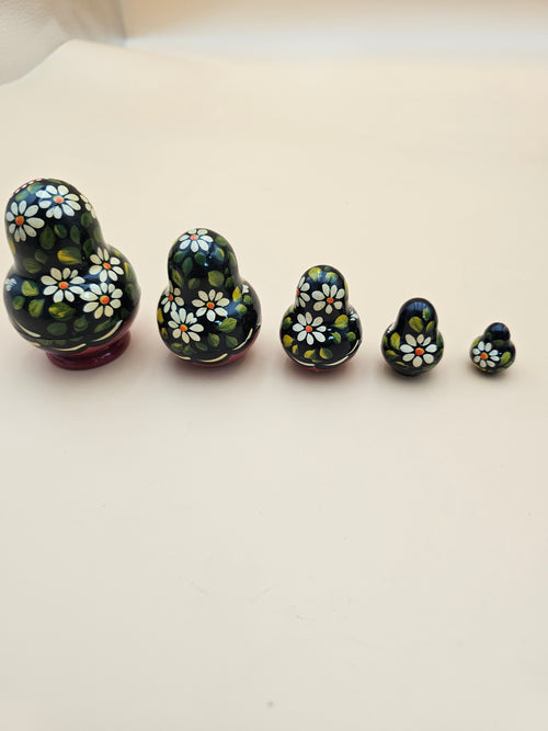 5-piece set of miniature hand-painted Russian matryoshka nesting dolls
