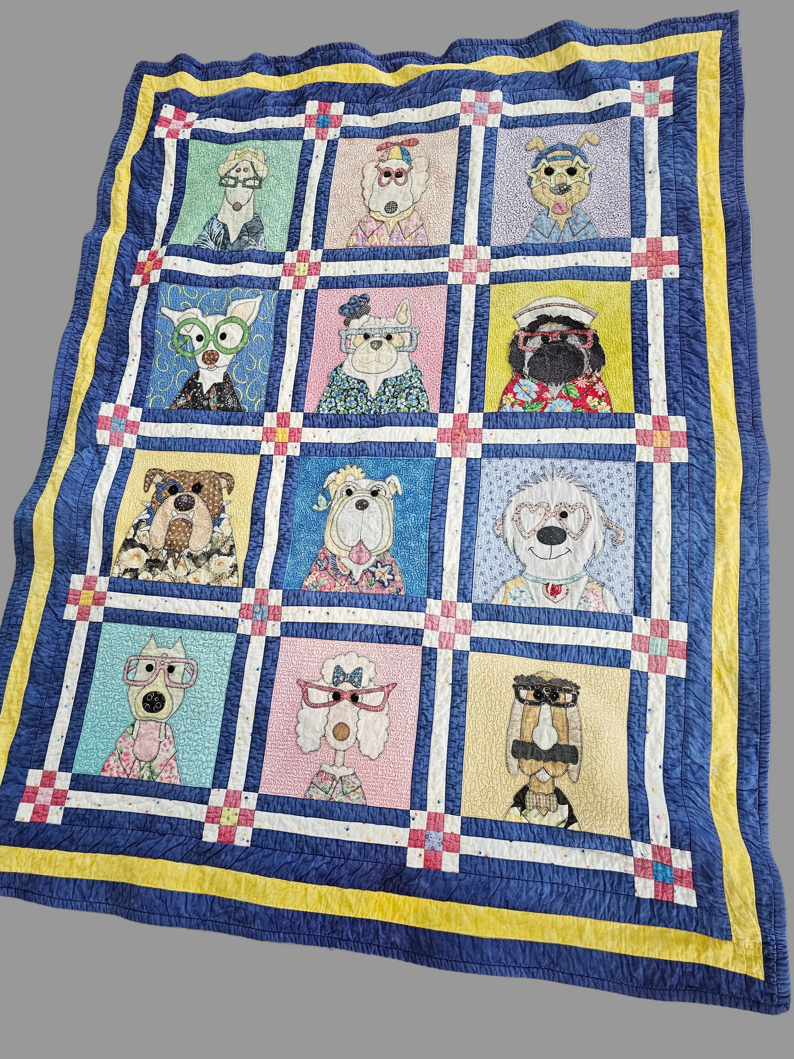 Machine and Handmade Dazzling Dogs Quilt pattern designed by Amy Bradley,