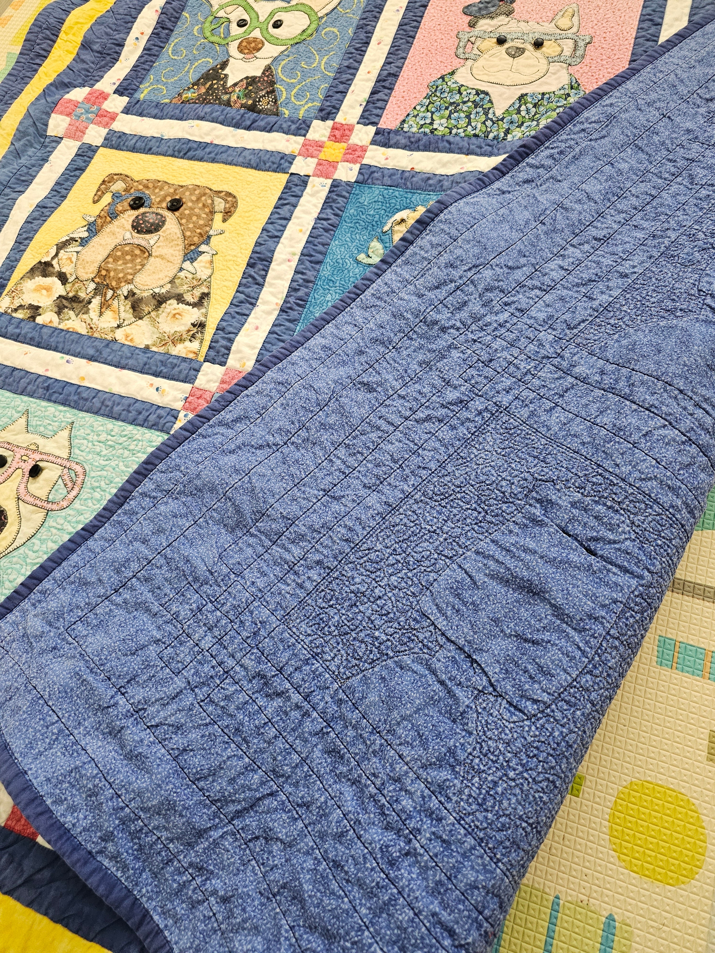 Machine and Handmade Dazzling Dogs Quilt pattern designed by Amy Bradley,