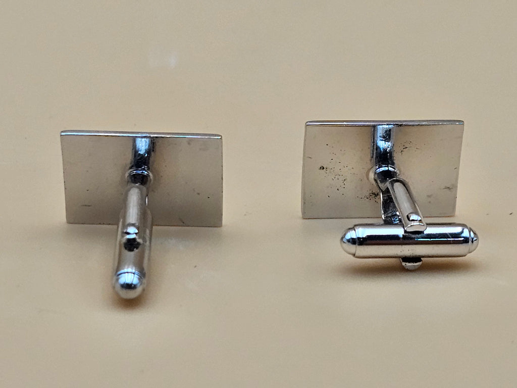 Vintage Anson Sterling Silver Rectangular Cufflinks – Mid-Century Textured Design