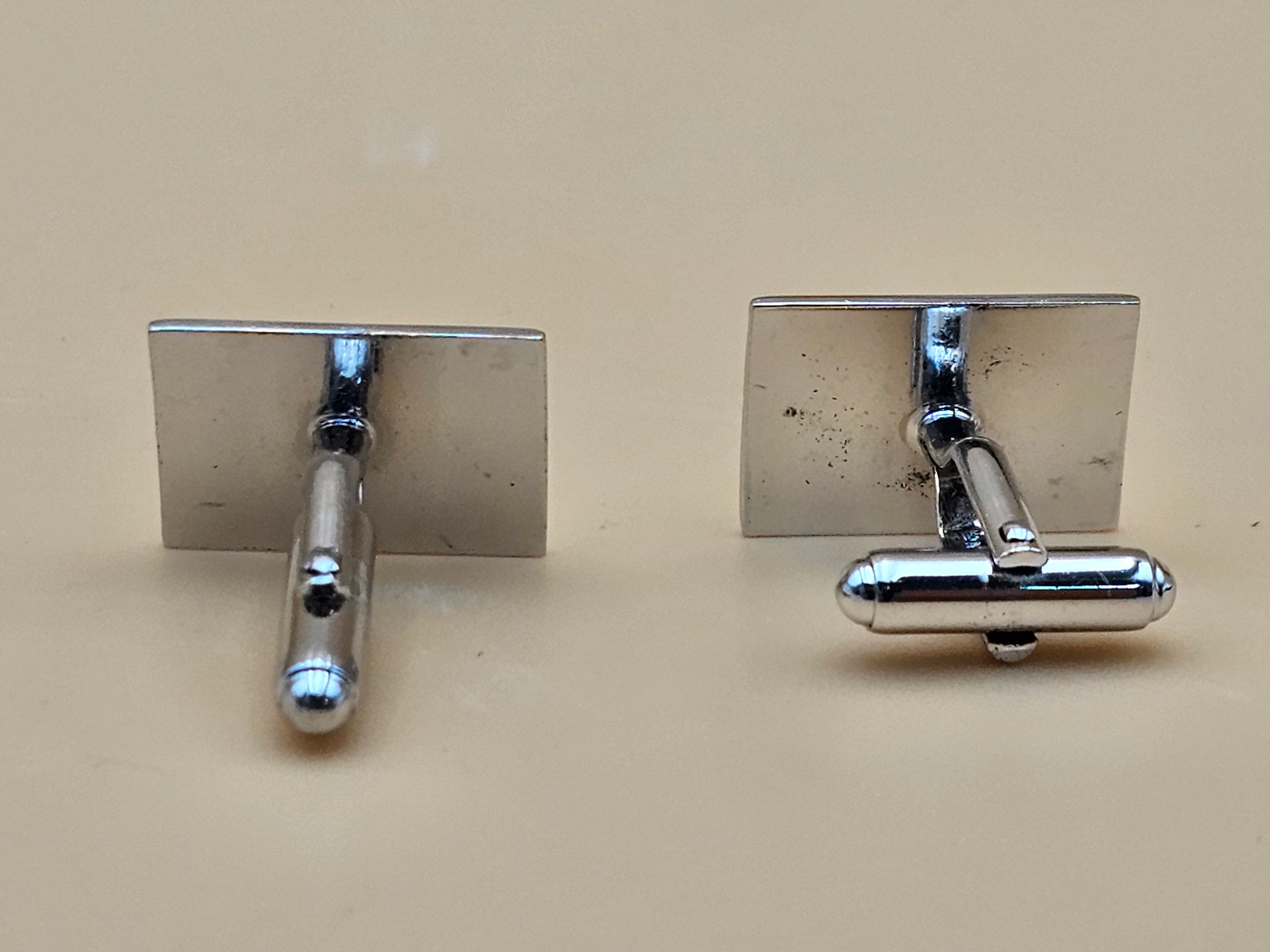 Vintage Anson Sterling Silver Rectangular Cufflinks – Mid-Century Textured Design