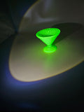 Vintage Green Uranium Glass Diamond Pedestal Compote, 5 Inch